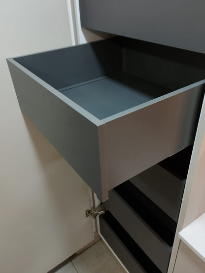 KIT CAJÓN METÁLICO 8,8X500CM CON CIERRE SUAVE 30KG BLANCO